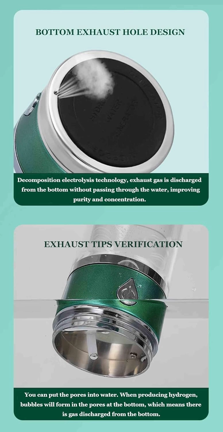 350Ml Portable Hydrogen Water Ionizer Machine, Up to 1600PPB, New SPE Technology Electrolysis Generator, Ionization Bottle Alkaline Cup, Improve Water Quality