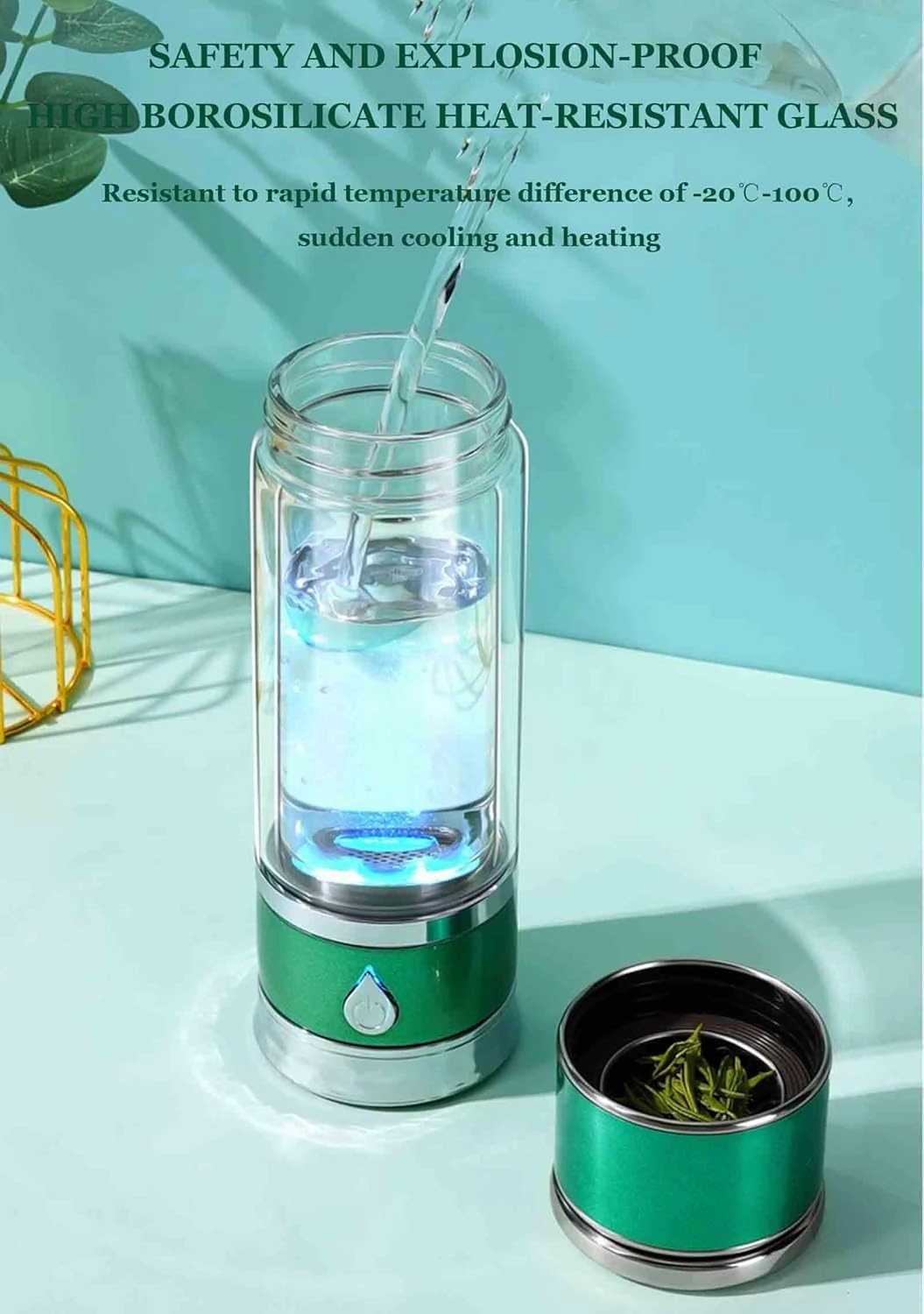 350Ml Portable Hydrogen Water Ionizer Machine, Up to 1600PPB, New SPE Technology Electrolysis Generator, Ionization Bottle Alkaline Cup, Improve Water Quality