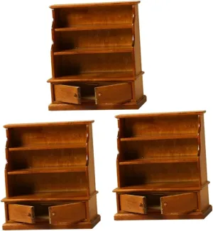 3pcs Miniature Bookshelf Dollhouse Furniture Storage Cabinet Accessory for Mini House Non-Fading Design for Boys and Girls Playsets and Decor Dollhouse Aesthetics