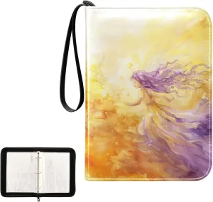 4 Pockets Trading Card Album Holder Book Folder Sports Card Binder Blue Hair Fairy 400 Double Side Pockets for 3 Ring Binder Zipper