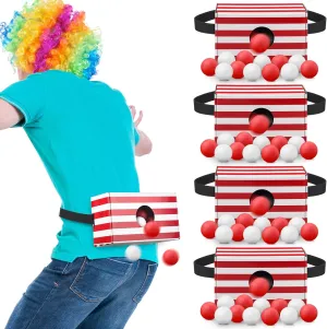 4 Sets Carnival Party Shaking Swing Balls Game Set Outdoor Minute to Win It Games with 4 Set Straps Shake Boxes 80 Balls for Adults Family Birthday Movie Night