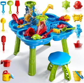 4 in 1 Water Table for Toddlers Kids Ages 4-8, Summer Outdoor Beach, Backyard, Pool, Kids Activity Sensory Play Sand Water Table Toys for Toddlers, Birthday Party Gifts for Boys Girls 3-5