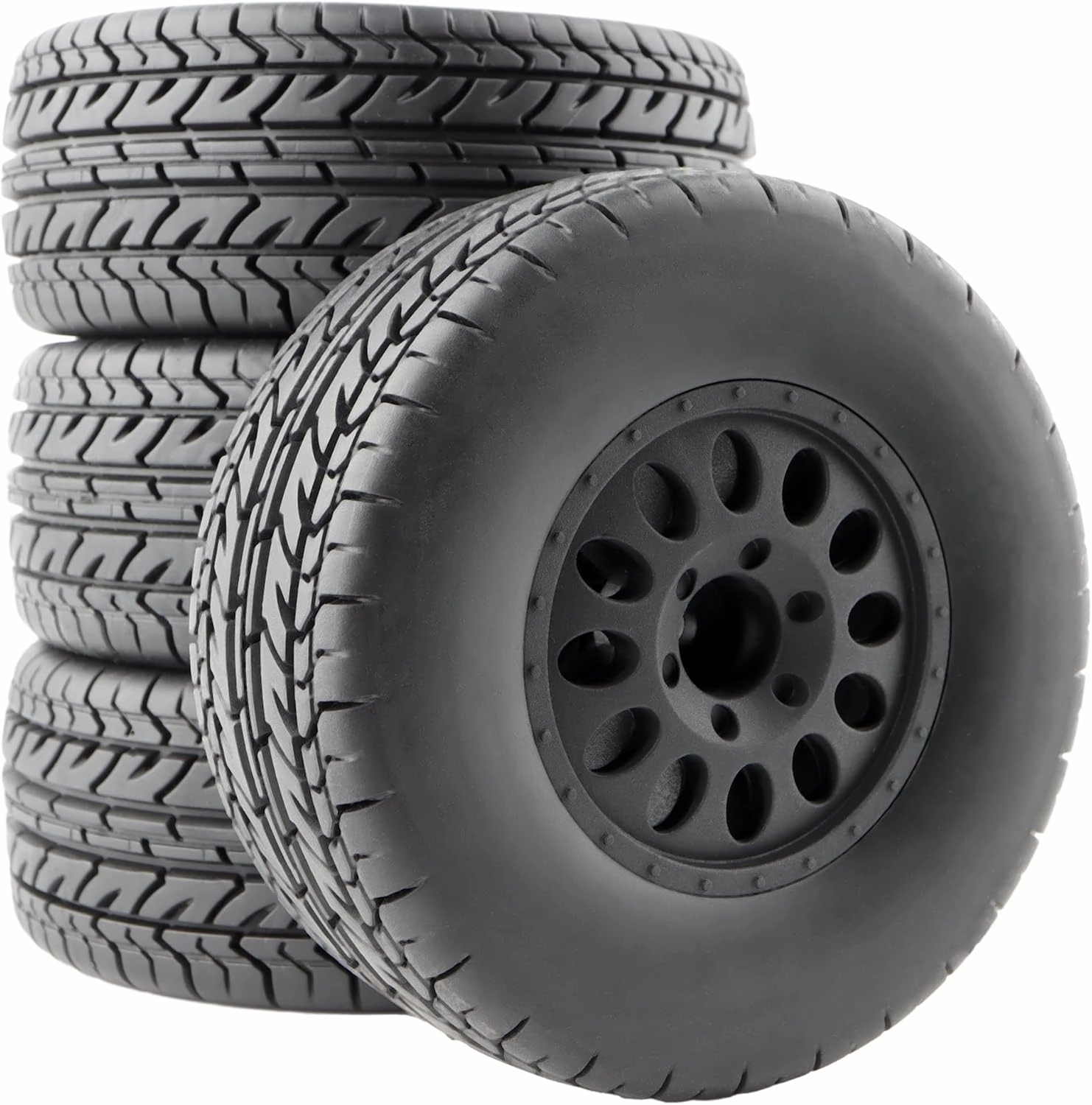 4-Pack 1:10 Rally Tires On Road Tyres 12mm Hex Plastic Wheels Rims for Racing TT01 TT02 XV01 TA06 PTG2 94111 94188 94108 9125 X07 RC Cars