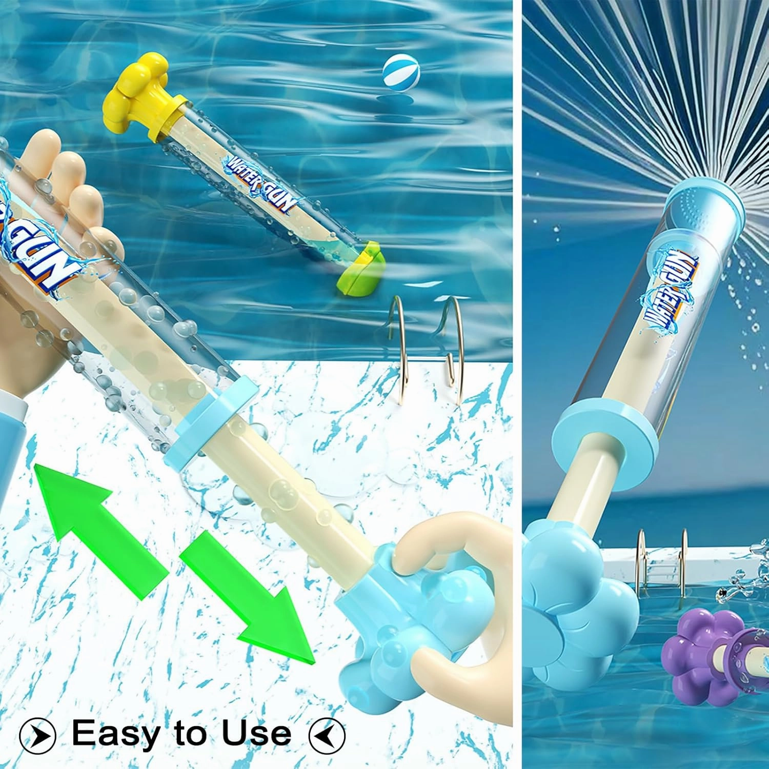 4 PCS Firework Water Gun, 2025 New Fireworks Water Gun, Fireworks Watergun, Water Spray Toy for Pool Games, High Pressure Pull-Out Sprinkler Spray Toys for Beach, Party