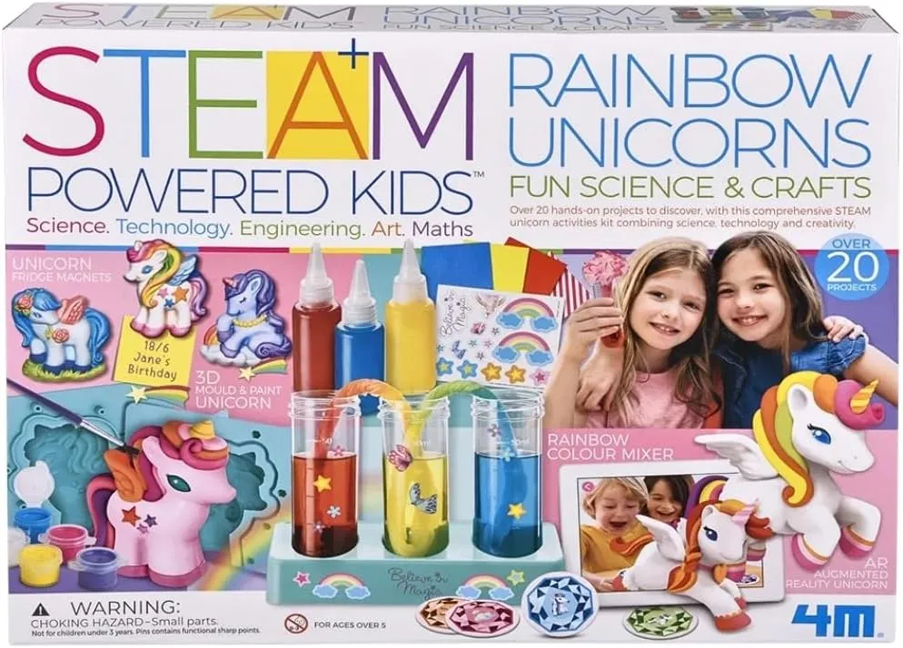 4M | STEAM Powered Kids | Rainbow Unicorns | Giant Unicorn Themed Arts and Crafts and STEM Projects Kit | Kids Ages 5 , Pink
