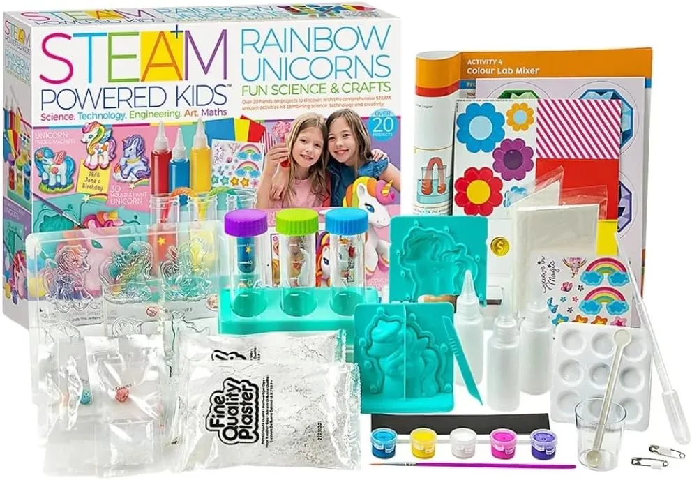 4M | STEAM Powered Kids | Rainbow Unicorns | Giant Unicorn Themed Arts and Crafts and STEM Projects Kit | Kids Ages 5 , Pink
