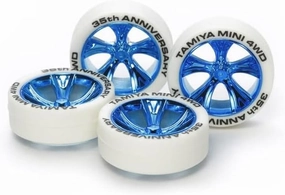 4PCS Car Tires for TMIYA Mini 4WD Racing Car Model 35th Anniversary Middle Diameter Tire Wheels Spare Parts 95098/95099 - (Color: 95099)