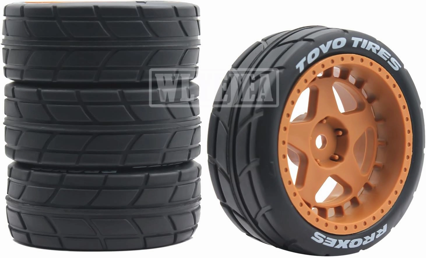 4PCS RC 1/10 On-Road Tires 65mm RC Rubber Tires w/Plastic Wheel Rim 12mm Hex Fit for 1/10 RC On-Road Rally Car HPI Tamiya TT01 TT02 Kyosho Wltoys 144001
