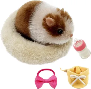 5 Inches Silicone Hamster, Realistic Toy Hamster as Silicone Piglet Companion with Sleeping Pad Accessories for Kids Boy Girl Birthday Collection Handmade Gift (Brown Hamster)