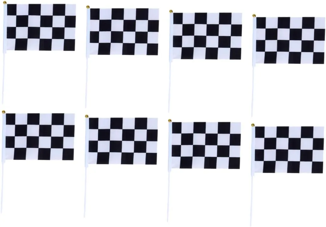 50pcs Mini Race Car Flags Checkered Hand Flags for Racing Black White Sports Party Home Decor
