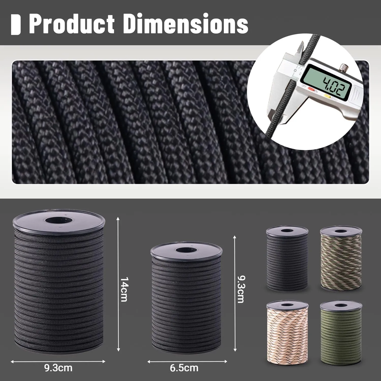 550 Paracord Rope,100ft/330ft 9 Strand Parachute Cord 4mm,Tactical Paracord Rope para Cord Lanyard for Climbing,Tent,Camping,Hammock,Clothsline,Hiking,Fishing,Survival Bracelet