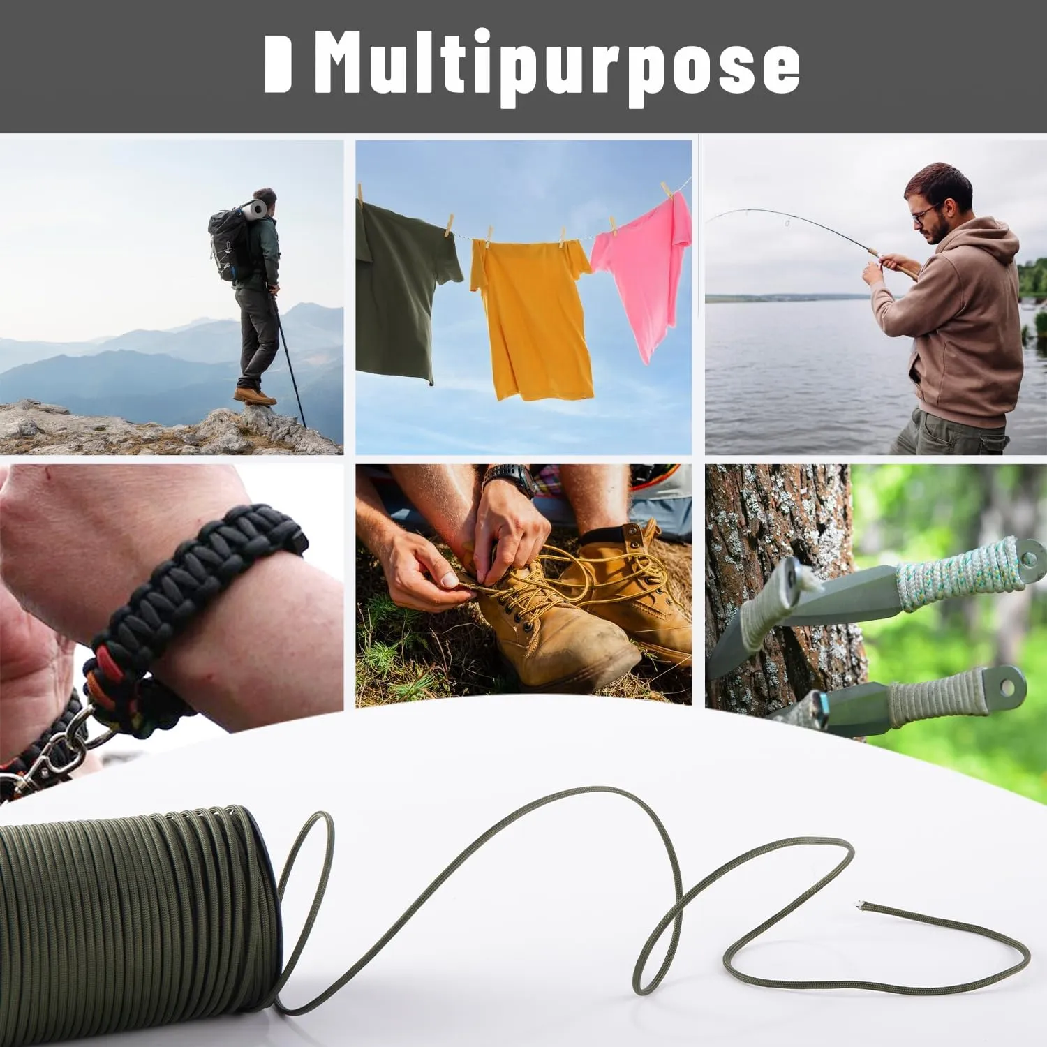 550 Paracord Rope,100ft/330ft 9 Strand Parachute Cord 4mm,Tactical Paracord Rope para Cord Lanyard for Climbing,Tent,Camping,Hammock,Clothsline,Hiking,Fishing,Survival Bracelet