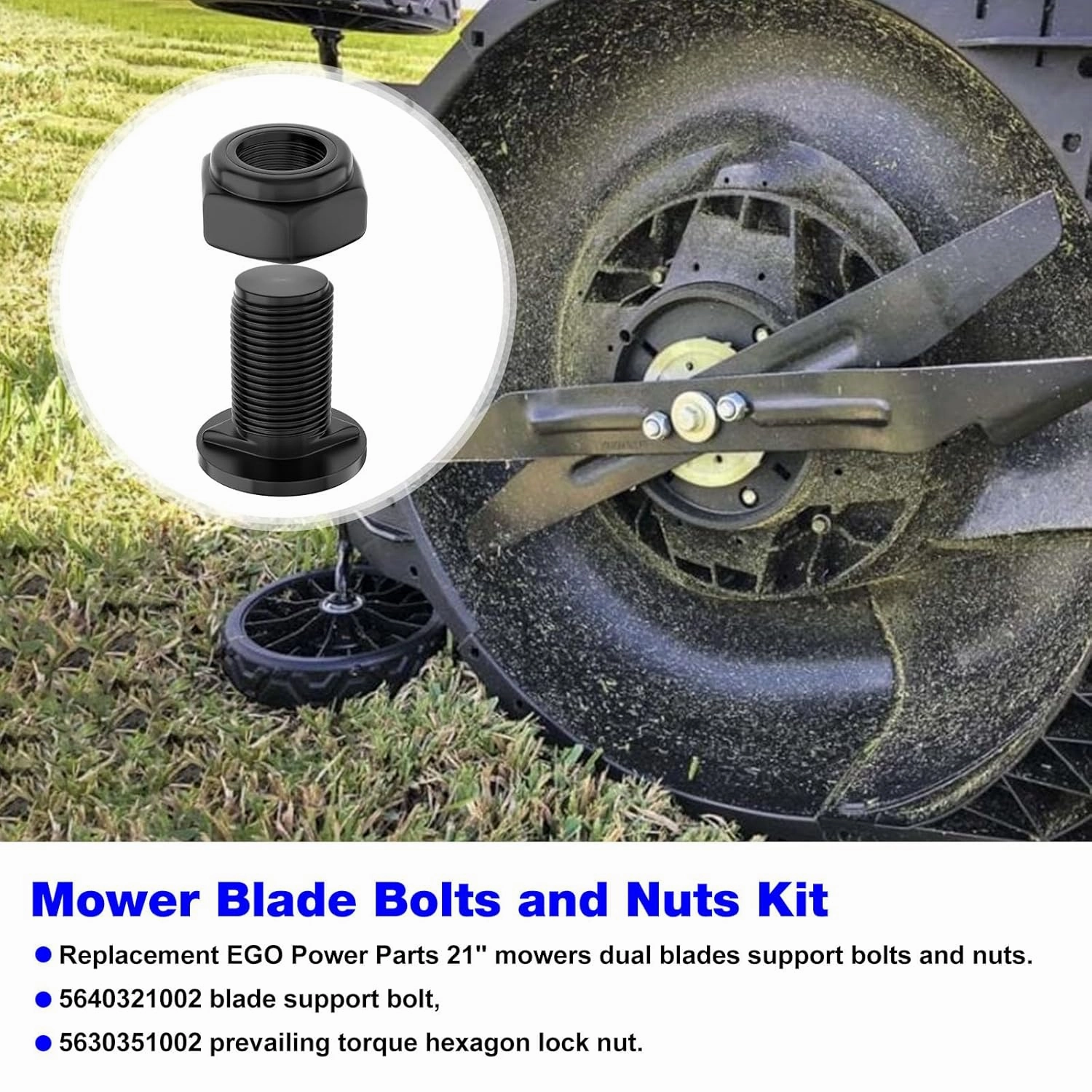 5640321002 Lawn Mower Blade Bolt for EGO 21" Lawn Mower Blade Power Parts LM2130, LM2133, LM2130SP, LM2135SP, LM2150SP & LM2156SP with Hexagon Lock Nut - 2Packs (2)