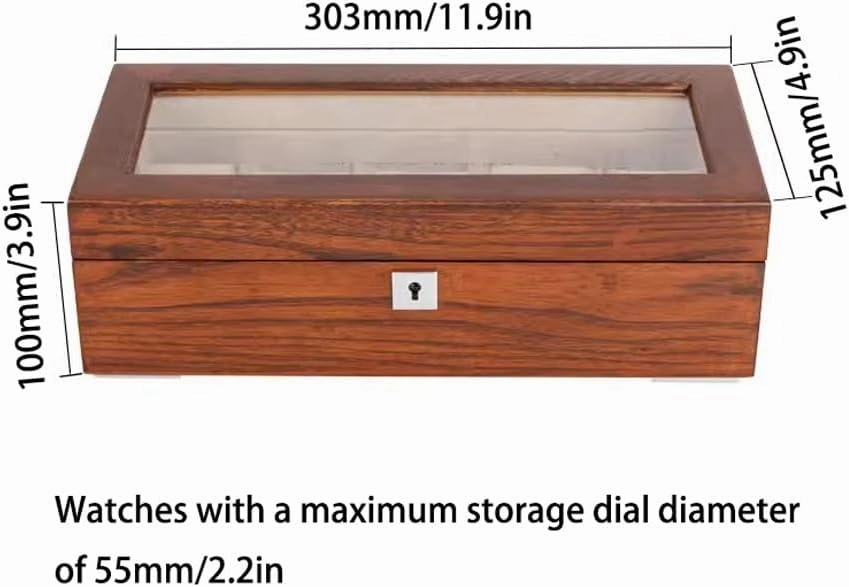 5 Slot Watch Display Case, Watch Box for Men Women, Jewelry Box Storage Watch and Watch Box, Watch Holder Organizer(Dark brown interior)