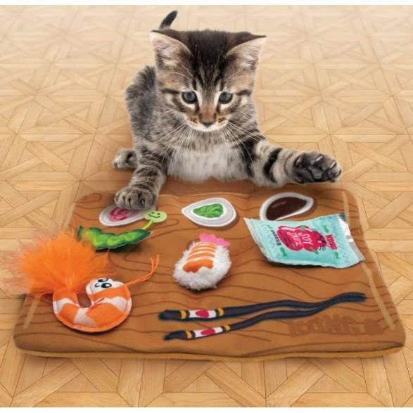 5-Toys-In-1 Sushi Cat Toy | Giftable Cat Crackle Play Mat