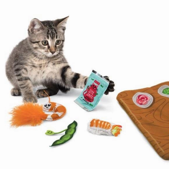 5-Toys-In-1 Sushi Cat Toy | Giftable Cat Crackle Play Mat