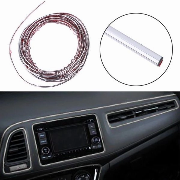 5m Flexible Trim Fashion Car Interior & Exterior Moulding Strip Decorative Line Silver