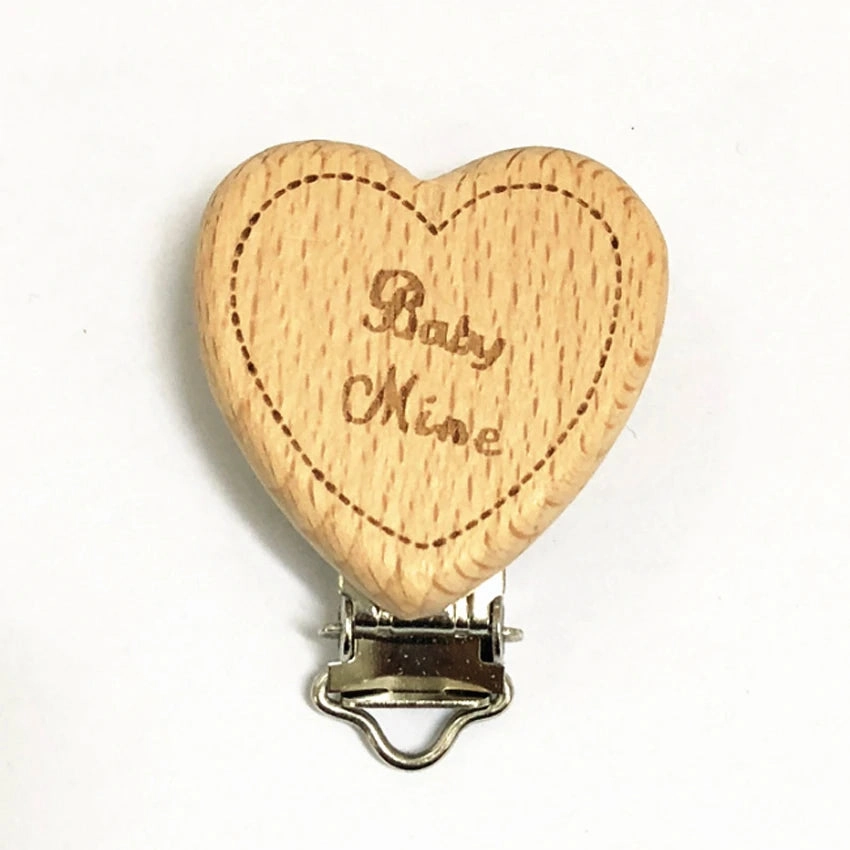5pcs Cute Wood Cartoon Animal Pacifier Clip Set, Beech Chain Holder, DIY Baby Accessory, Natural Teething Clip