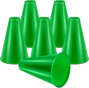 6 Pcs Cheer Megaphone for Party Green Plastic Megaphone DIY Decorations Accessory for School Outdoor Activities St Patrick's Day Party Favors Super Bowl Sports Match Game (6 Pcs, Green)