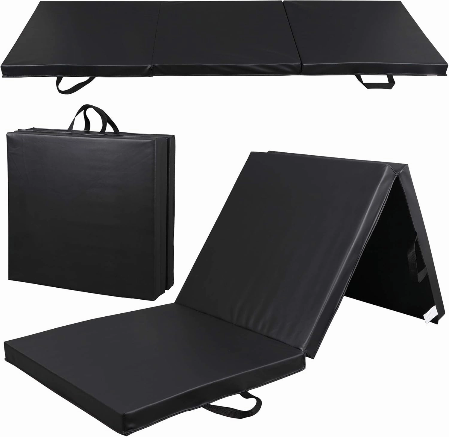 6' x 2' Tri-Fold Portable Folding Exercise Gym Mat Extra Thick Foam Gymnastics Mat Aerobics Yoga Martial Arts MMA Stretching Core Workouts w/Carrying Handle