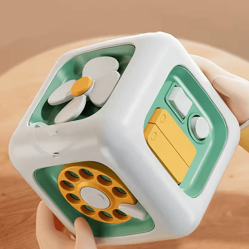 6-in-1 Montessori Busy Cube – Educational Sensory Toy for Toddlers