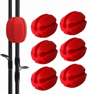 6-Pack Silicone Fishing Rod Holder Straps – Elastic Rod Holders for Fishing Poles with 5 Multi-Size Holes– Portable, Durable, Reusable & Lightweight – Fishing Accessories for Storage & Organization