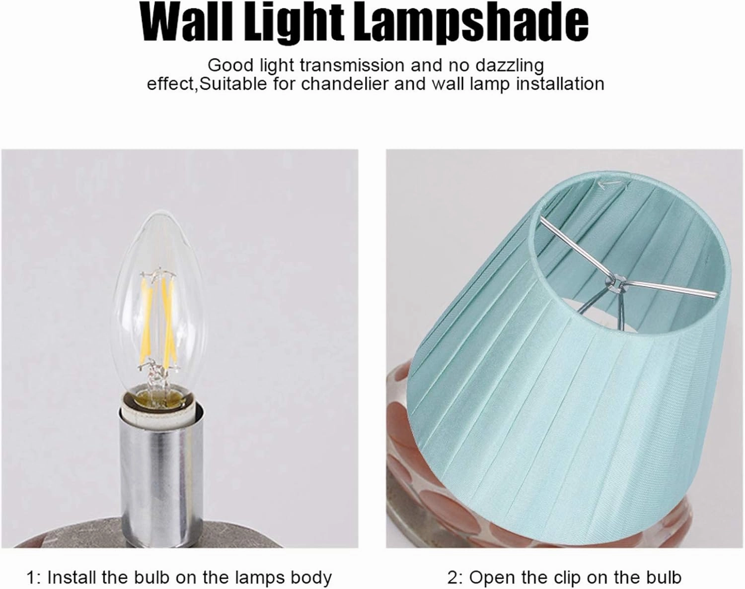 6Pcs Chandelier Lampshade, Household Modern Clip On Fabric Lampshade Small Lamp Shade Droplight Wall Lamp Shade for Small A B C F P Bulb