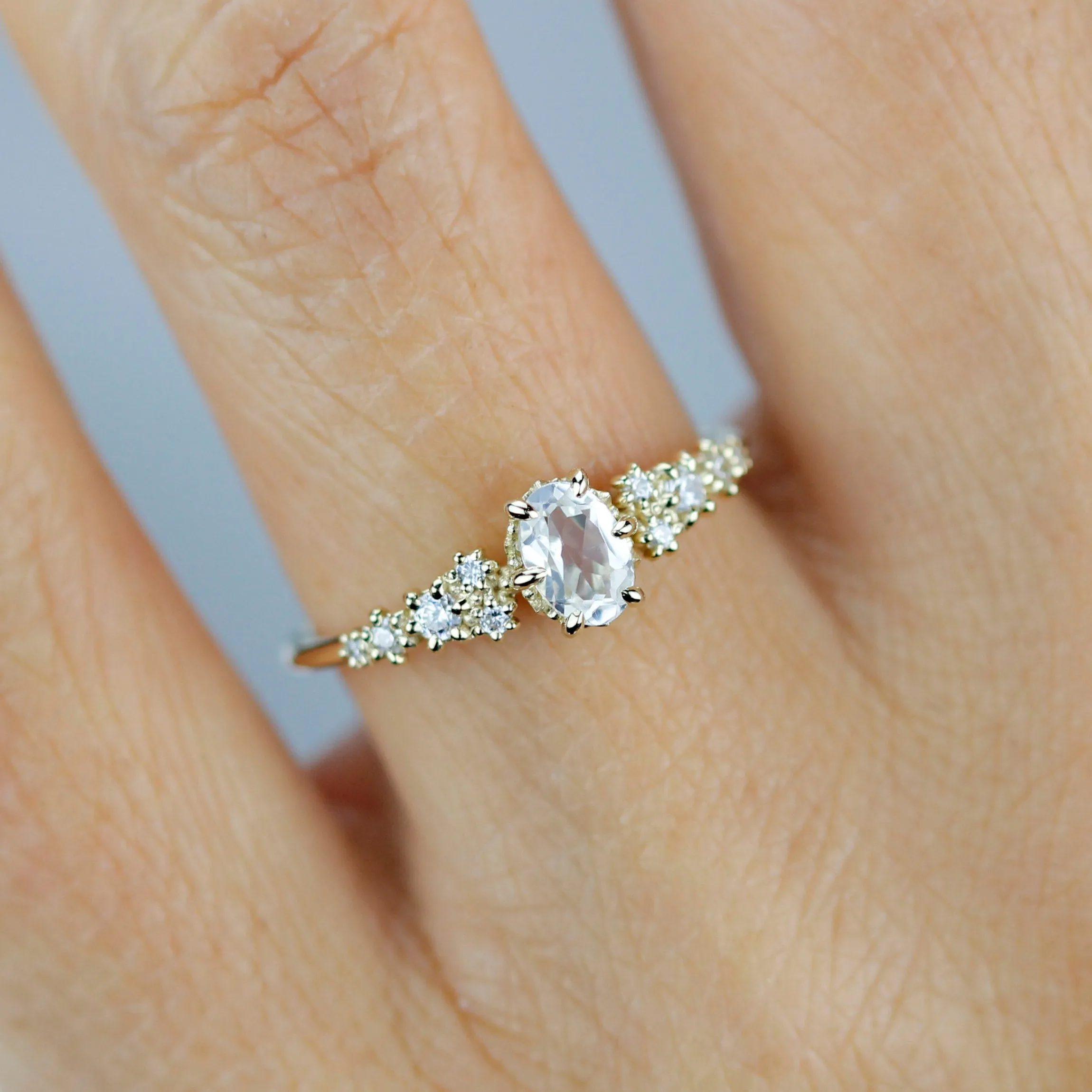 6x4 oval topaz ring and diamond engagement ring