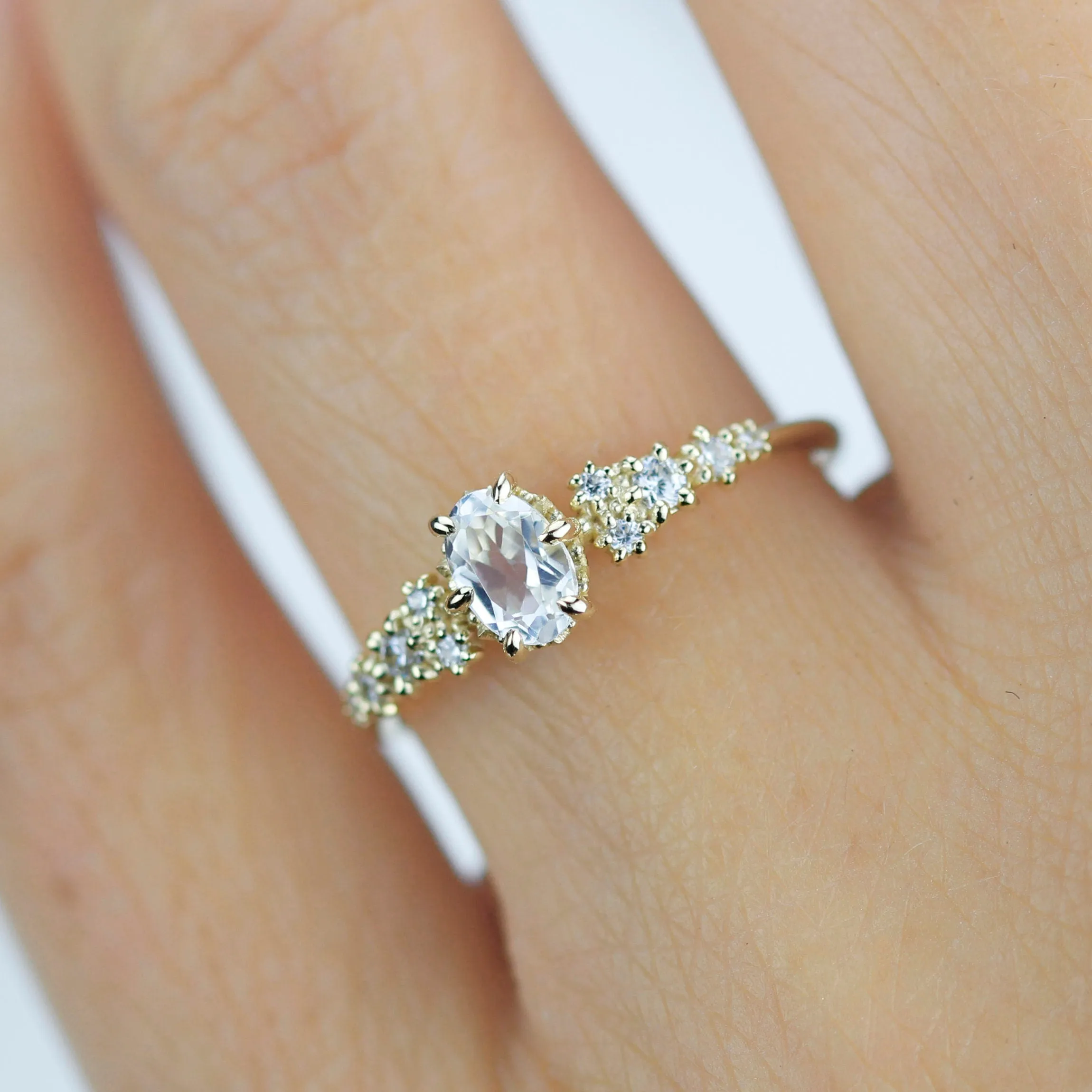 6x4 oval topaz ring and diamond engagement ring