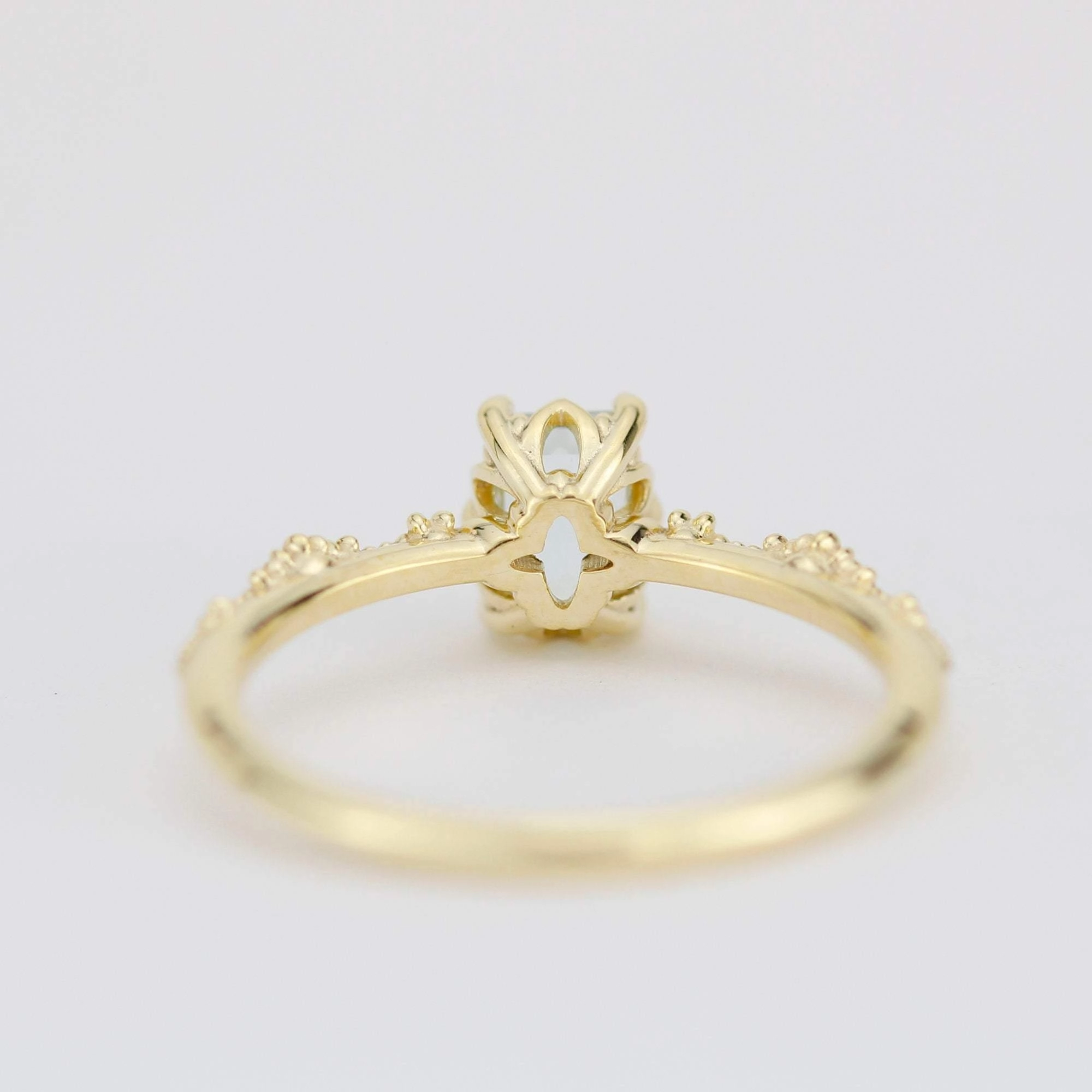6x4 Emerald cut aquamarine and diamond engagement ring |  R326AQ