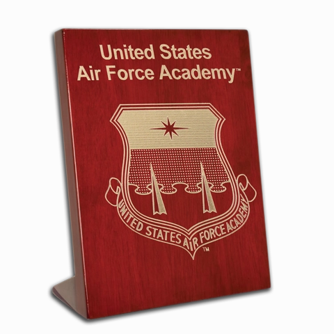 7"x9" Air Force Academy Rosewood Piano Finish Free-Standing Award Plaque