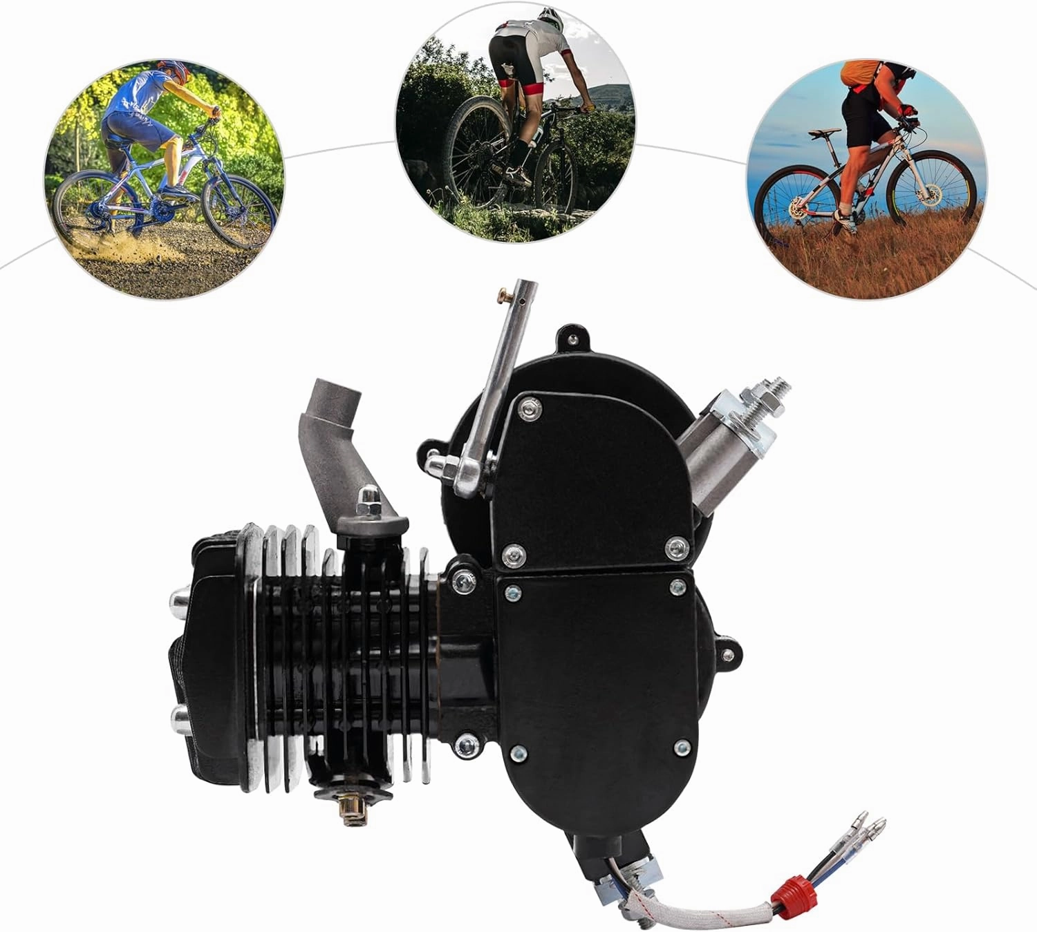 80cc Motorized Bike Kit, 2-Stroke 1.65 Hp Gas Motorized Bike Engine, Bicycle Motor Kit w/CDI Ignition System, for Most 26-28" Wheeled Bikes with V-Frames, Silver, 5500rpm
