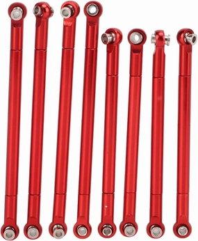 8 PCS Aluminum Alloy Metal Model Upgrade RC Car Pull Rod Link Rod Linkage for MN86 Series (Red)