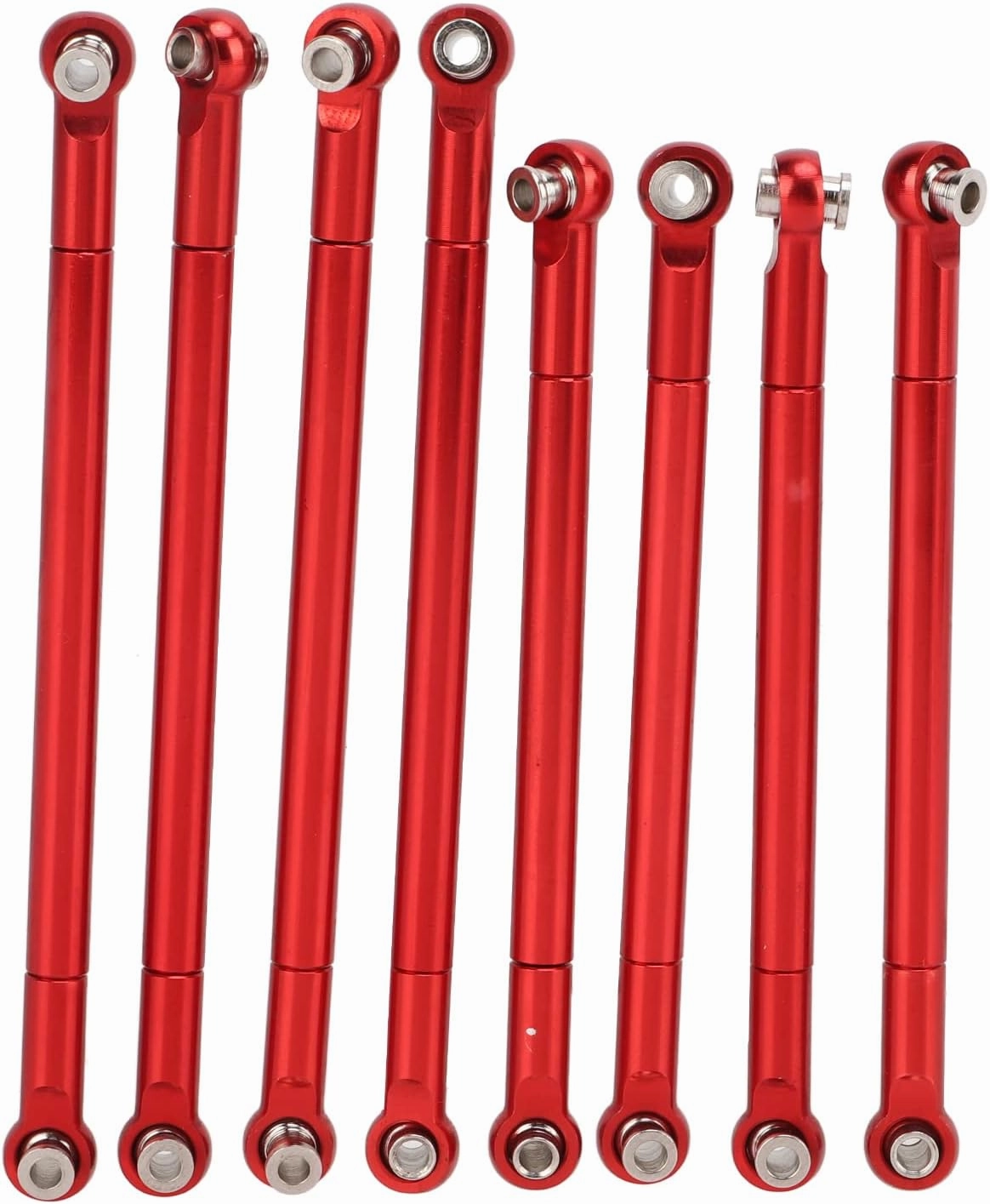 8 PCS Aluminum Alloy Metal Model Upgrade RC Car Pull Rod Link Rod Linkage for MN86 Series (Red)