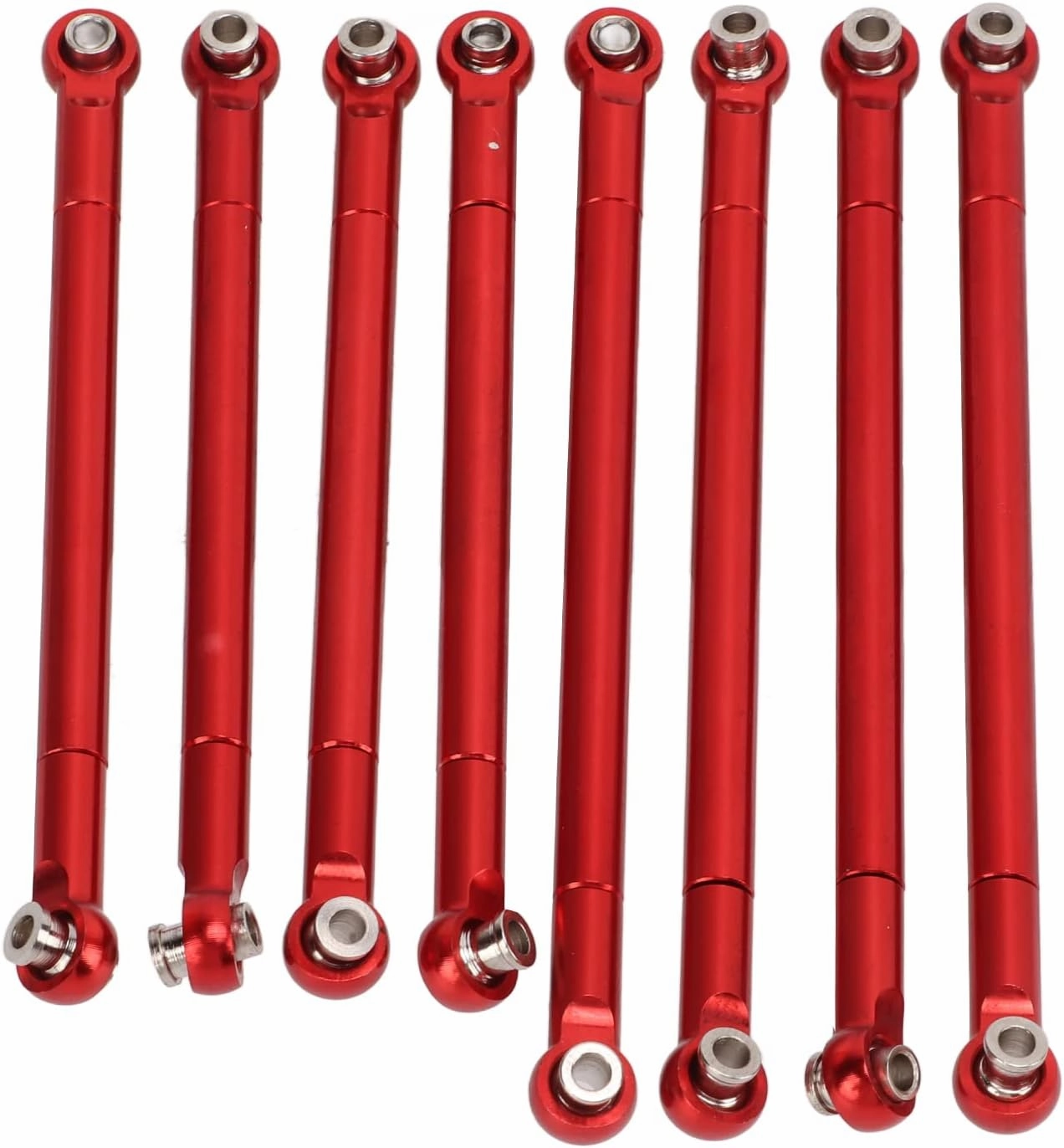 8 PCS Aluminum Alloy Metal Model Upgrade RC Car Pull Rod Link Rod Linkage for MN86 Series (Red)