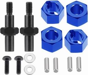 8mm to 7mm CVD Shaft and 4pcs 7mm Wheel Hex Hubs Kit for 1/16 1/18 RC Off-Road Car Truck LOSI Mini-B & Mini-T 2.0 (Blue)