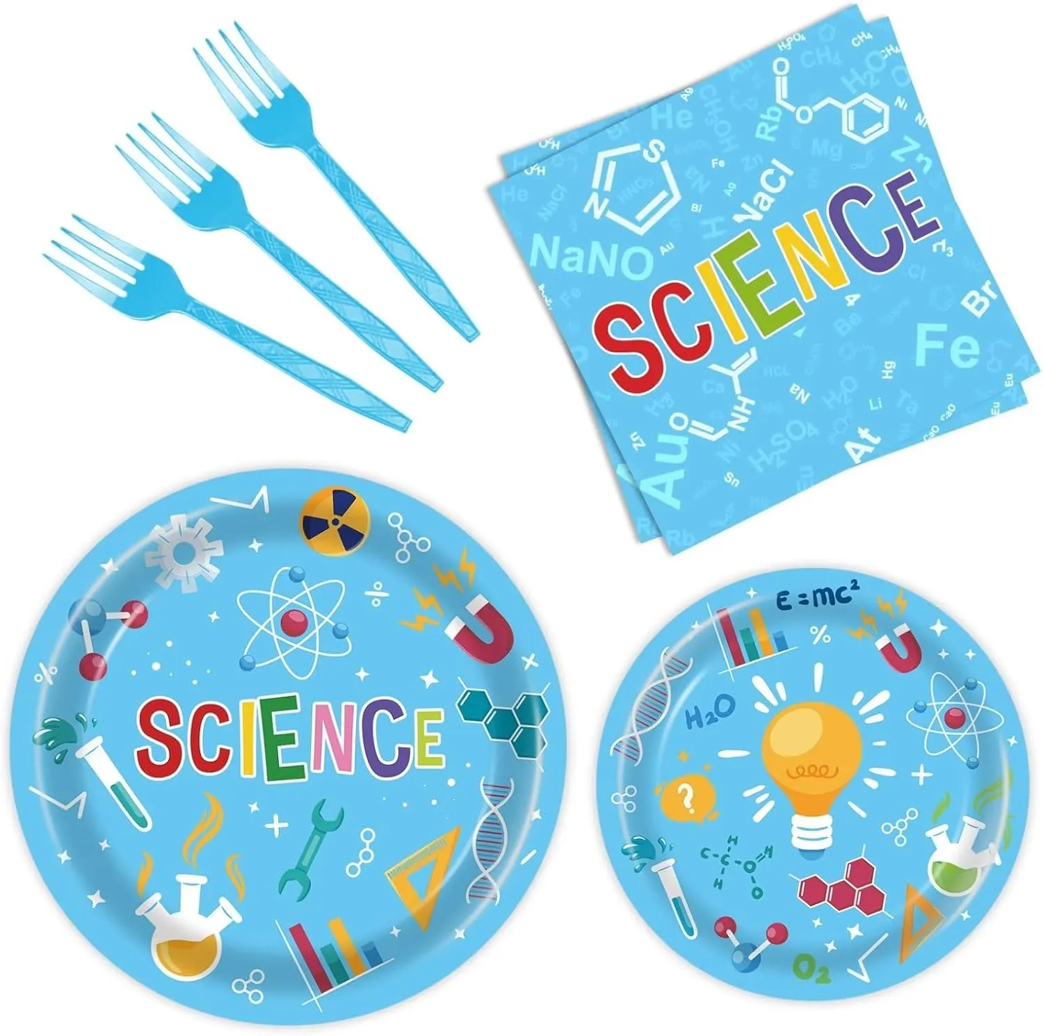 96 Pcs Science Birthday Plates - Science Party Supplies & Decorations
