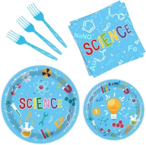 96 Pcs Science Birthday Plates - Science Party Supplies & Decorations