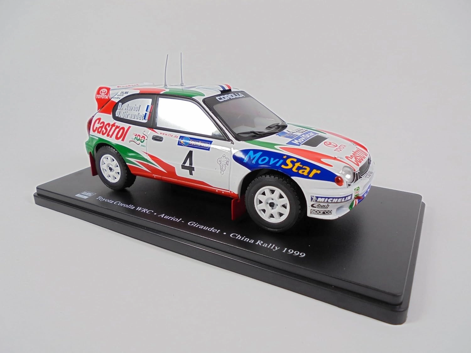 - 1/24 Scale Model car Compatible with Toyota Corolla WRC Auriol/Giraudet China Rally 1999 - RVQ42