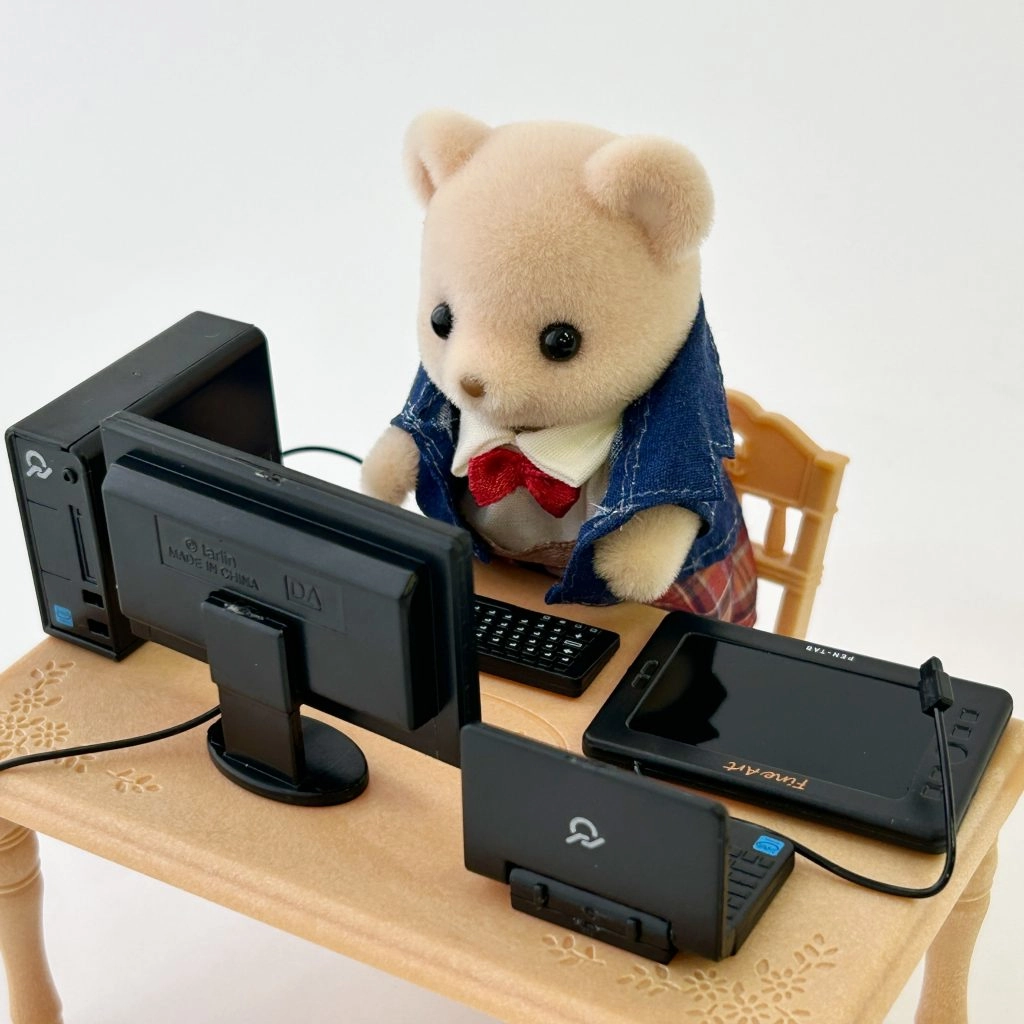 [Used] CAPSULE TOY MINIATURE PC & SUPPLIES 5 pcs COMPLETE SET Japan Tarlin