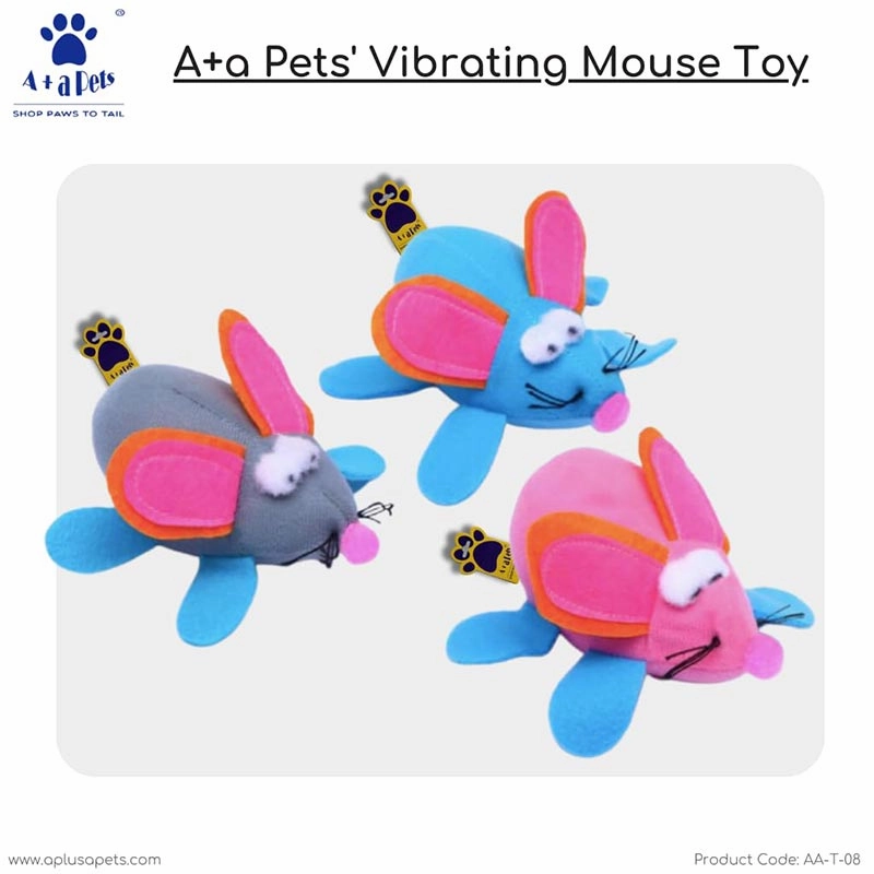 A a Pets' Interactive Vibrating Soft Running Mouse Toy for Dogs & Cats