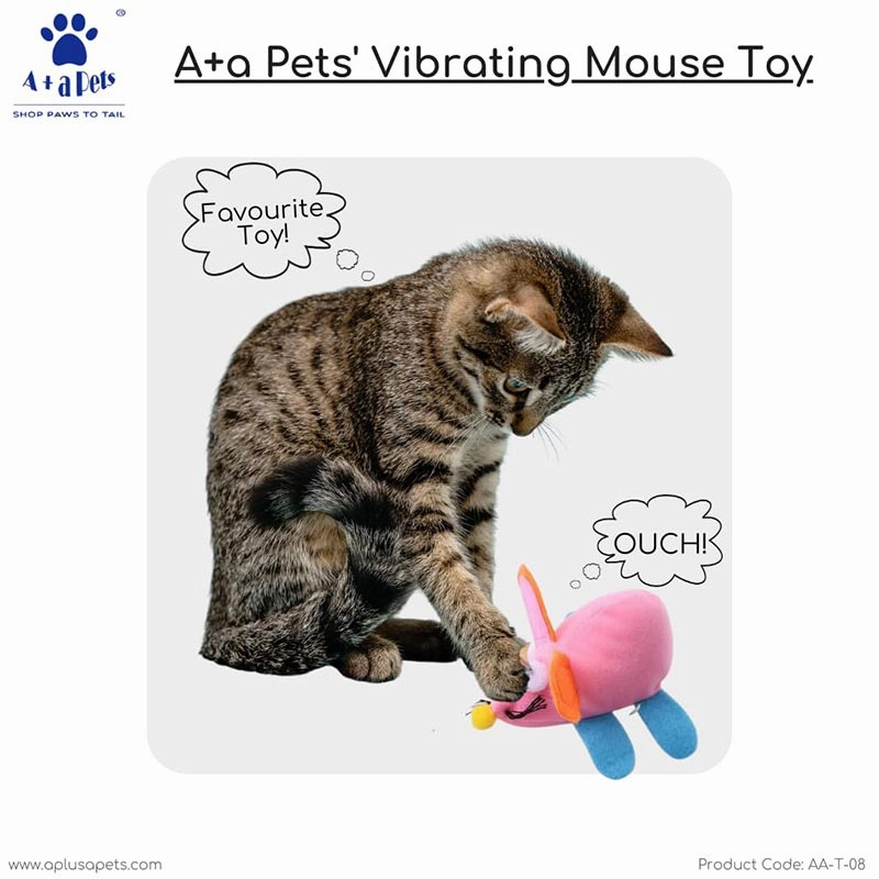 A a Pets' Interactive Vibrating Soft Running Mouse Toy for Dogs & Cats