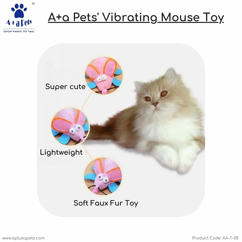 A a Pets' Interactive Vibrating Soft Running Mouse Toy for Dogs & Cats