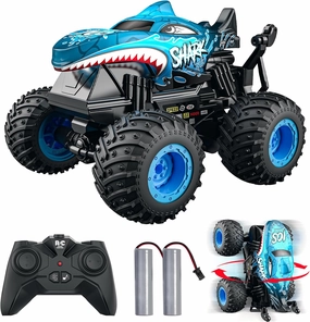 ACAMMZAR Remote Control Car, 2.4GHz Remote Control Monster Truck, RC Trucks 2 Battery 60 Mins , RC Stunt Cars Toys with Light Sound, Indoor Outdoor All Terrain for Boys Kids Adults, Blue