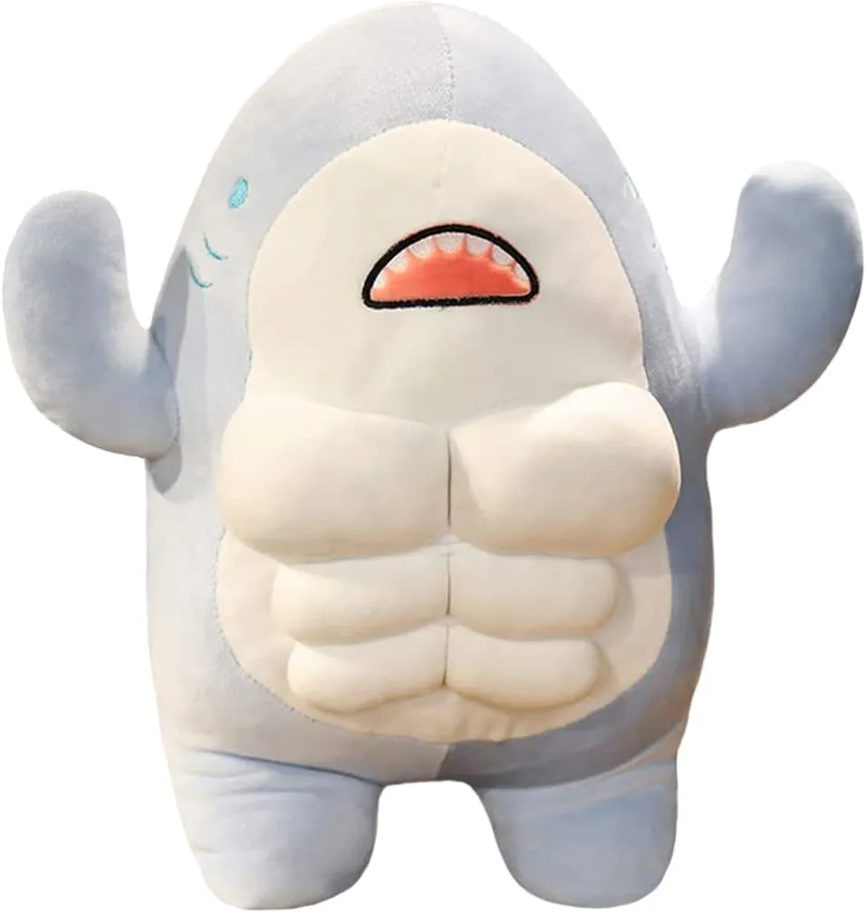 Adorable Muscular Shark Plush - Soft Stuffed Animal for Kids, Decorative Blue Shark Doll for Home, Table, Sofa, and Baby Snuggling