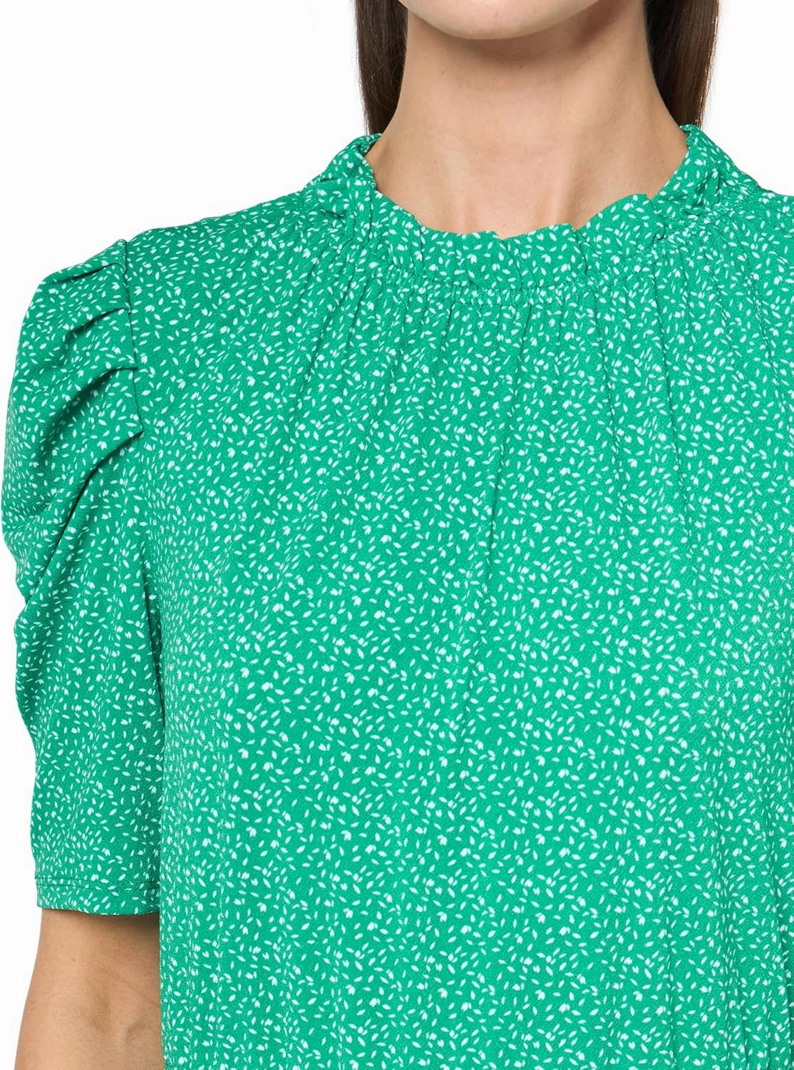 Adrianna Papell Women's Ruffle Neck Short Sleeve Dress