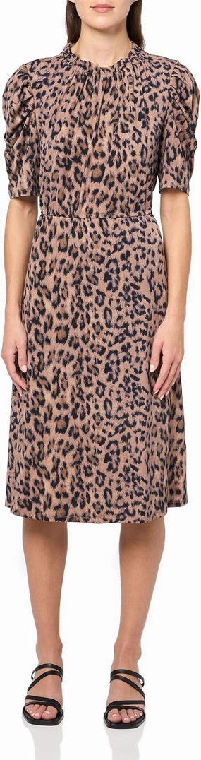 Adrianna Papell Women's Ruffle Neck Short Sleeve Dress