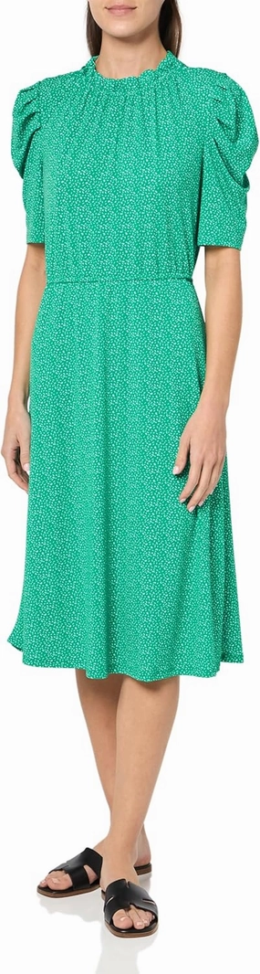 Adrianna Papell Women's Ruffle Neck Short Sleeve Dress