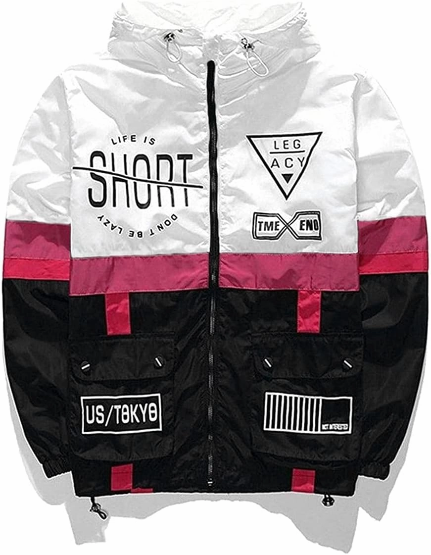 AITFINEISM Men's Lightweight Windbreaker Jacket Casual Zip Up Jackets With Hooded