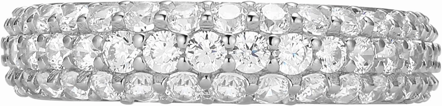 Amazon Essentials Cubic Zirconia Classic Pave Eternity Ring in Sterling Silver